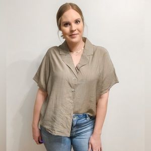 Olive Button-Up Blouse